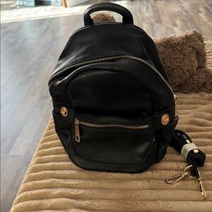 Chic Black Backpack with Gold Hardware